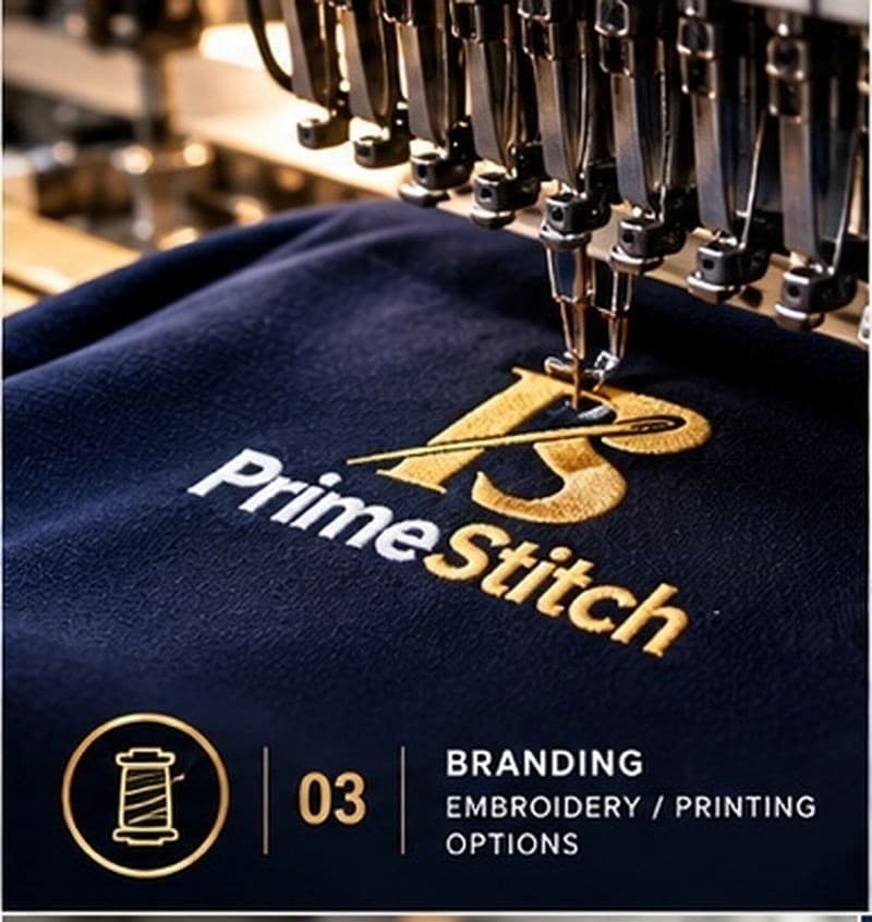 Step 3: Branding: embroidery and printing options